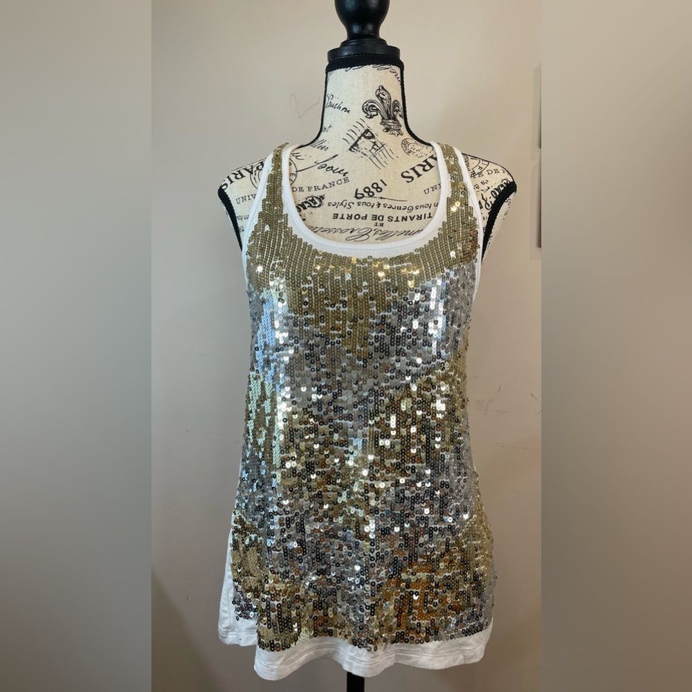 White Sequin Tank Top